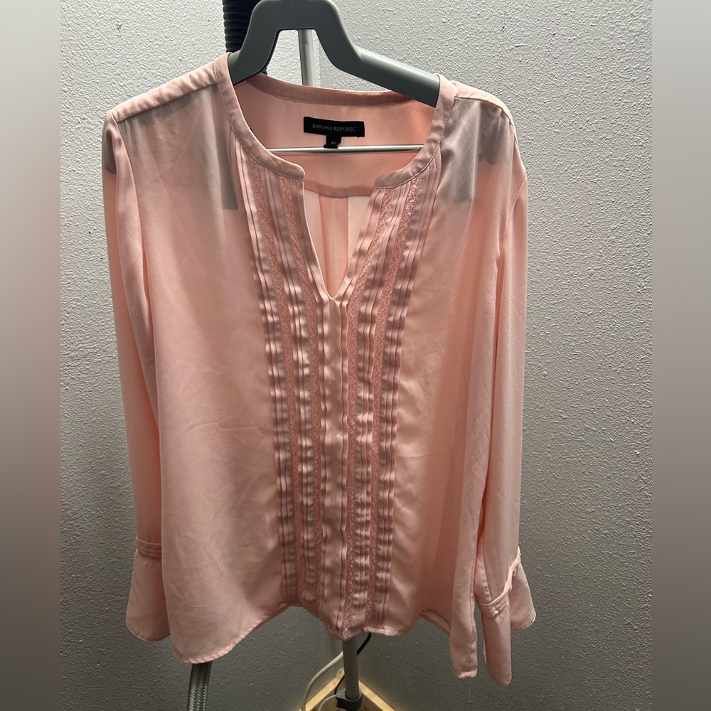 Banana Republic, light pink long sleeve blouse, size m.
